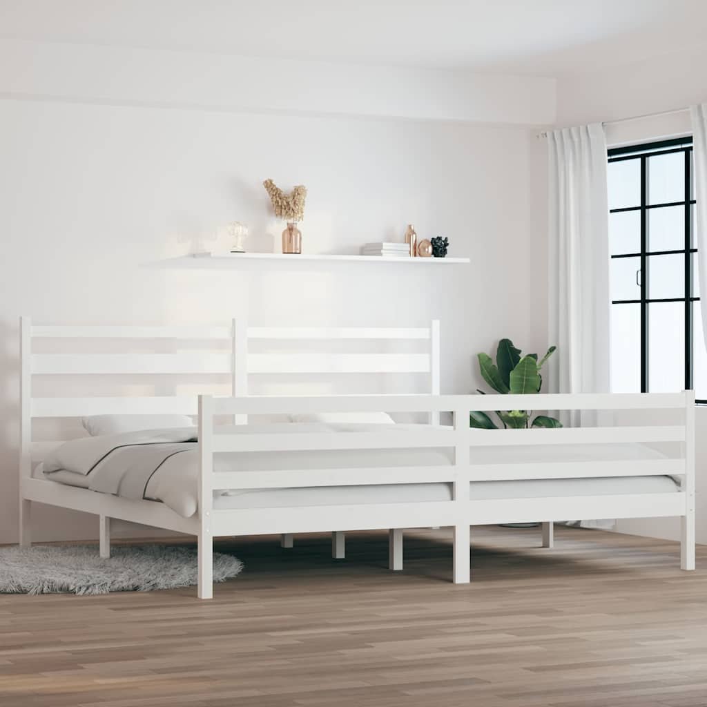 vidaXL Sängynrunko täysi mänty 200x200 cm valkoinen