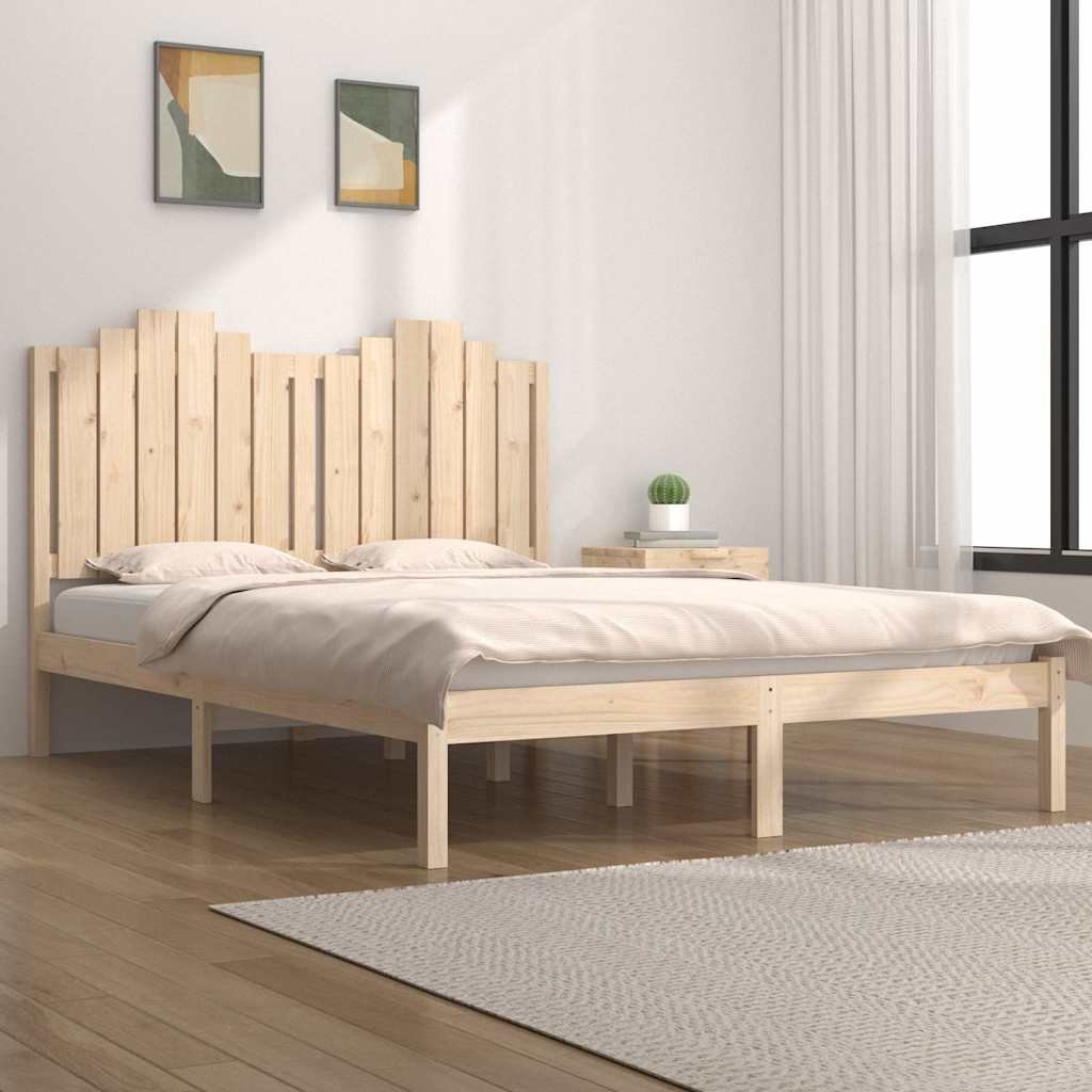vidaXL Sängynrunko täysi mänty 135x190 cm Double