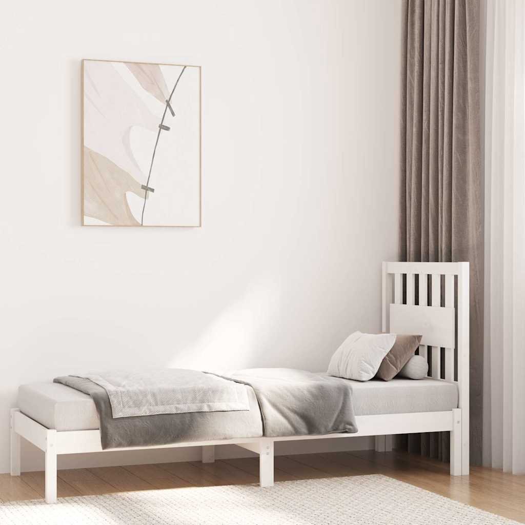 vidaXL Sängynrunko valkoinen täysi mänty 75x190 cm Small Single