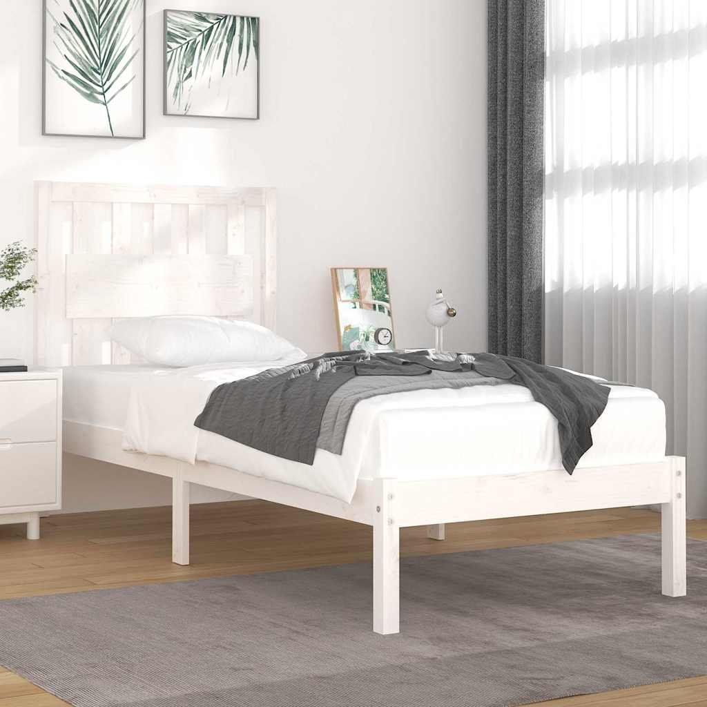 vidaXL Sängynrunko valkoinen täysi mänty 90x190 cm Single