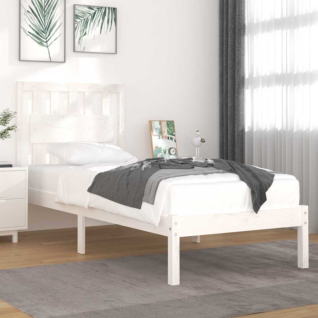 vidaXL Sängynrunko valkoinen täysi mänty 90x200 cm