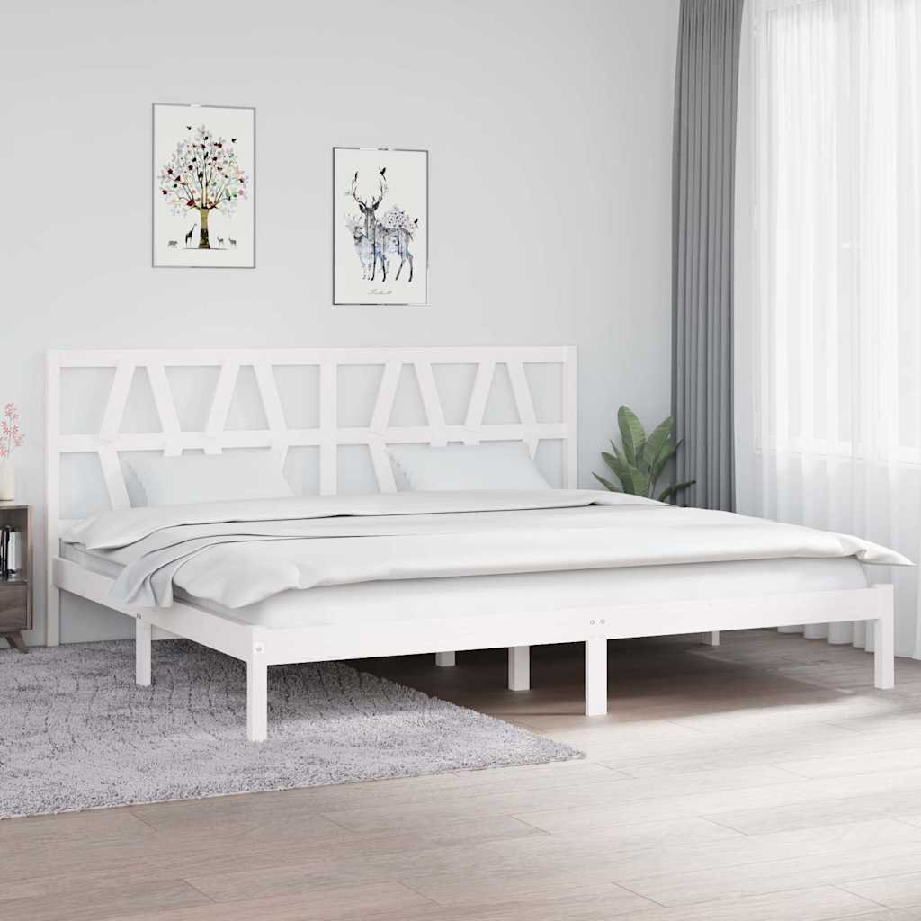 vidaXL Sängynrunko valkoinen täysi mänty 200x200 cm