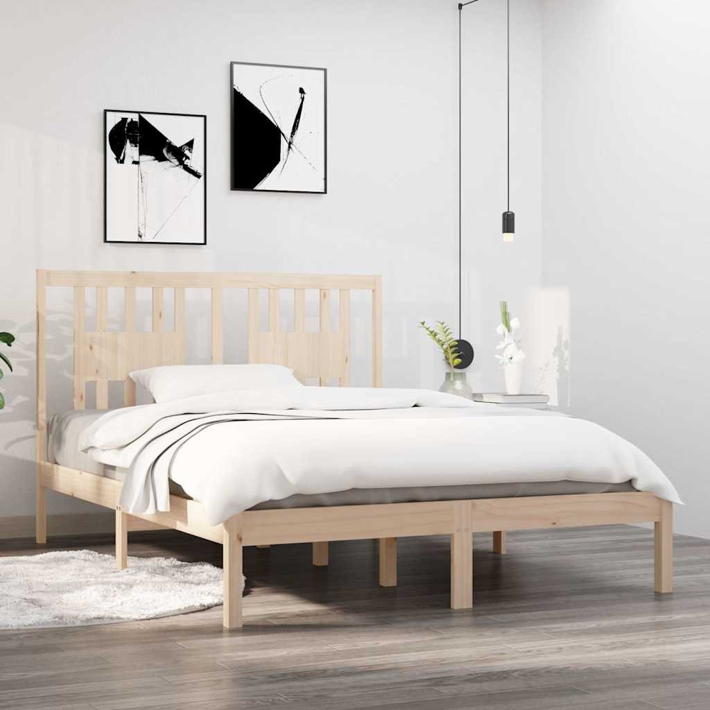 vidaXL Sängynrunko täysi mänty 135x190 cm Double
