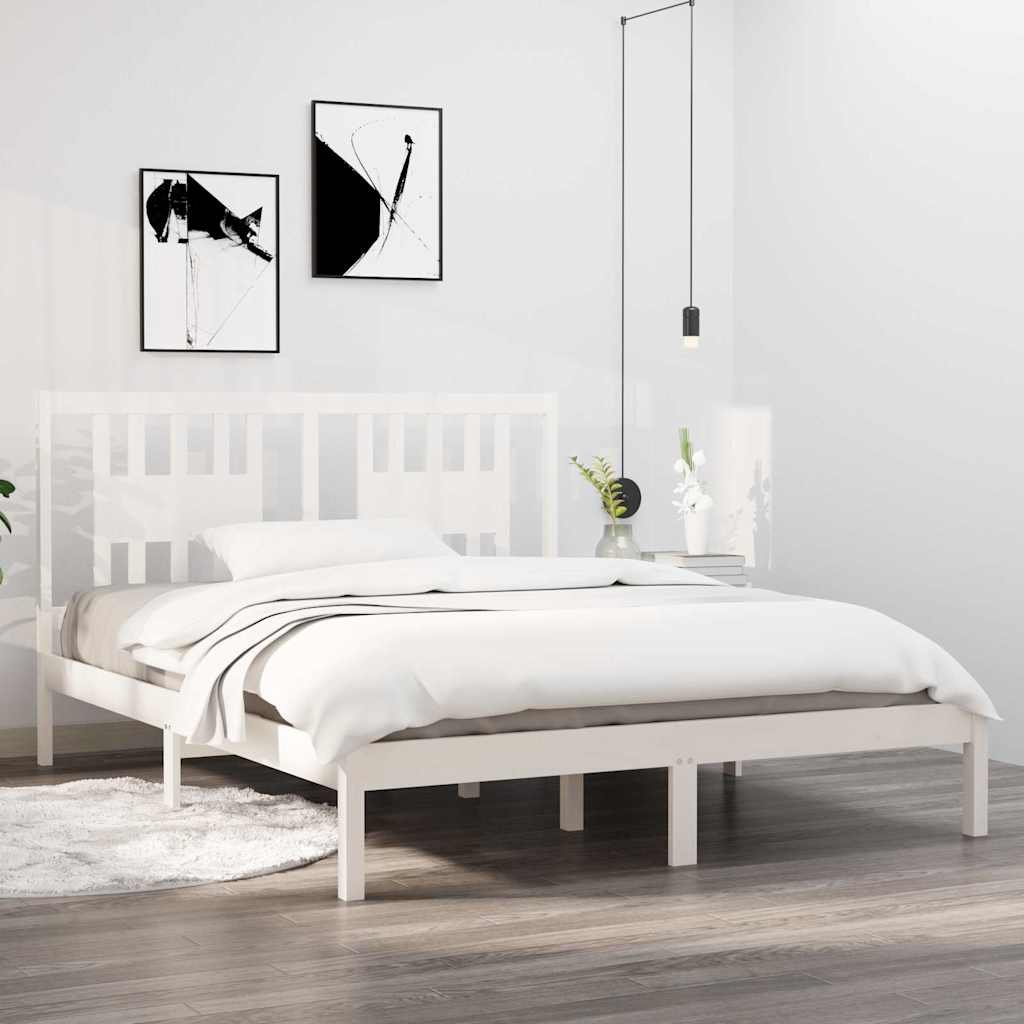 vidaXL Sängynrunko valkoinen täysi mänty 140x200 cm