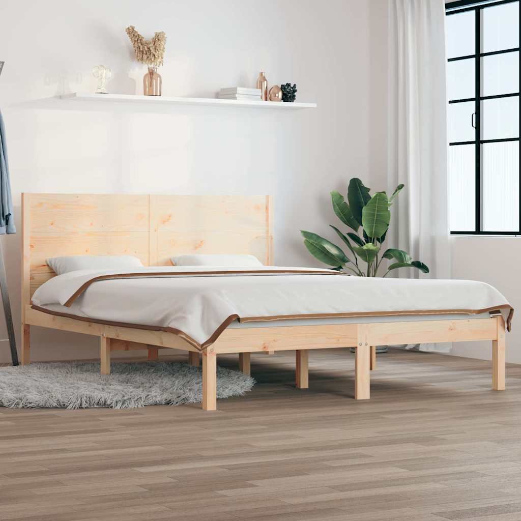 vidaXL Sängynrunko täysi mänty 135x190 cm Double