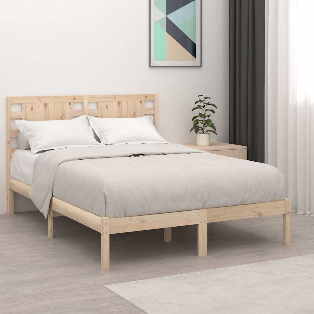 vidaXL Sängynrunko täysi mänty 135x190 cm Double
