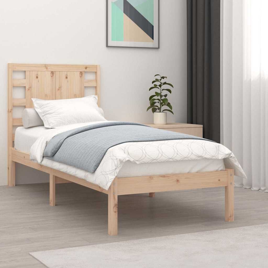 vidaXL Sängynrunko ilman patjaa 90x200 cm täysi mänty