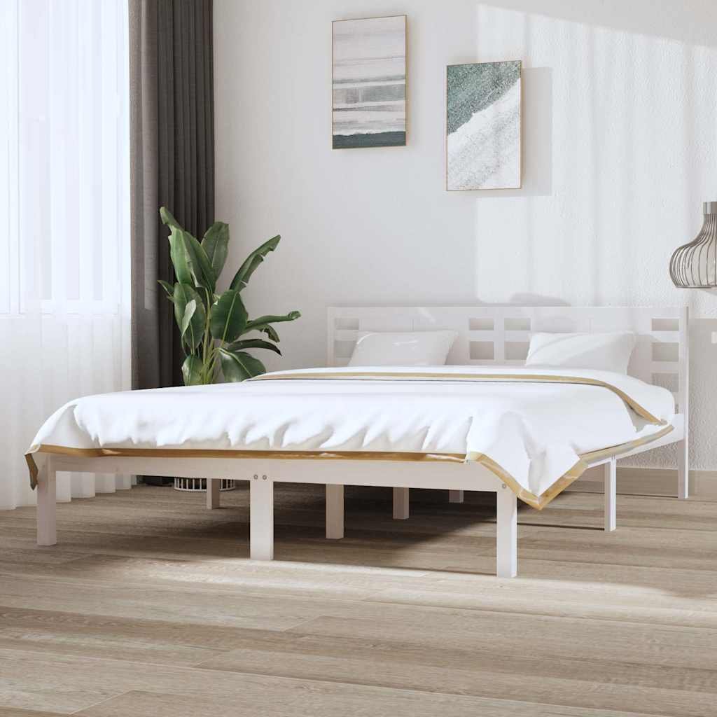 vidaXL Sänky ilman patjaa valkoinen 120x200 cm täysi mänty