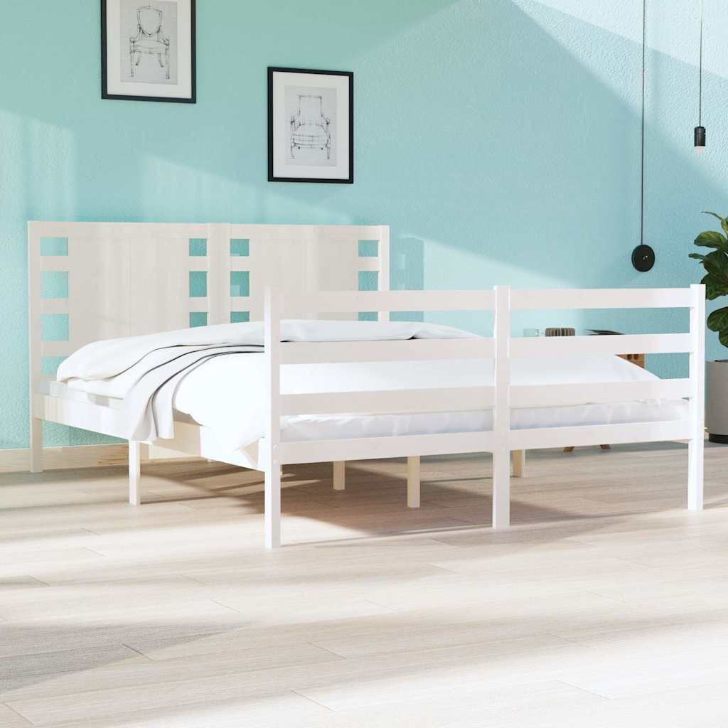 vidaXL Sänky ilman patjaa valkoinen 120x190 cm täysi mänty