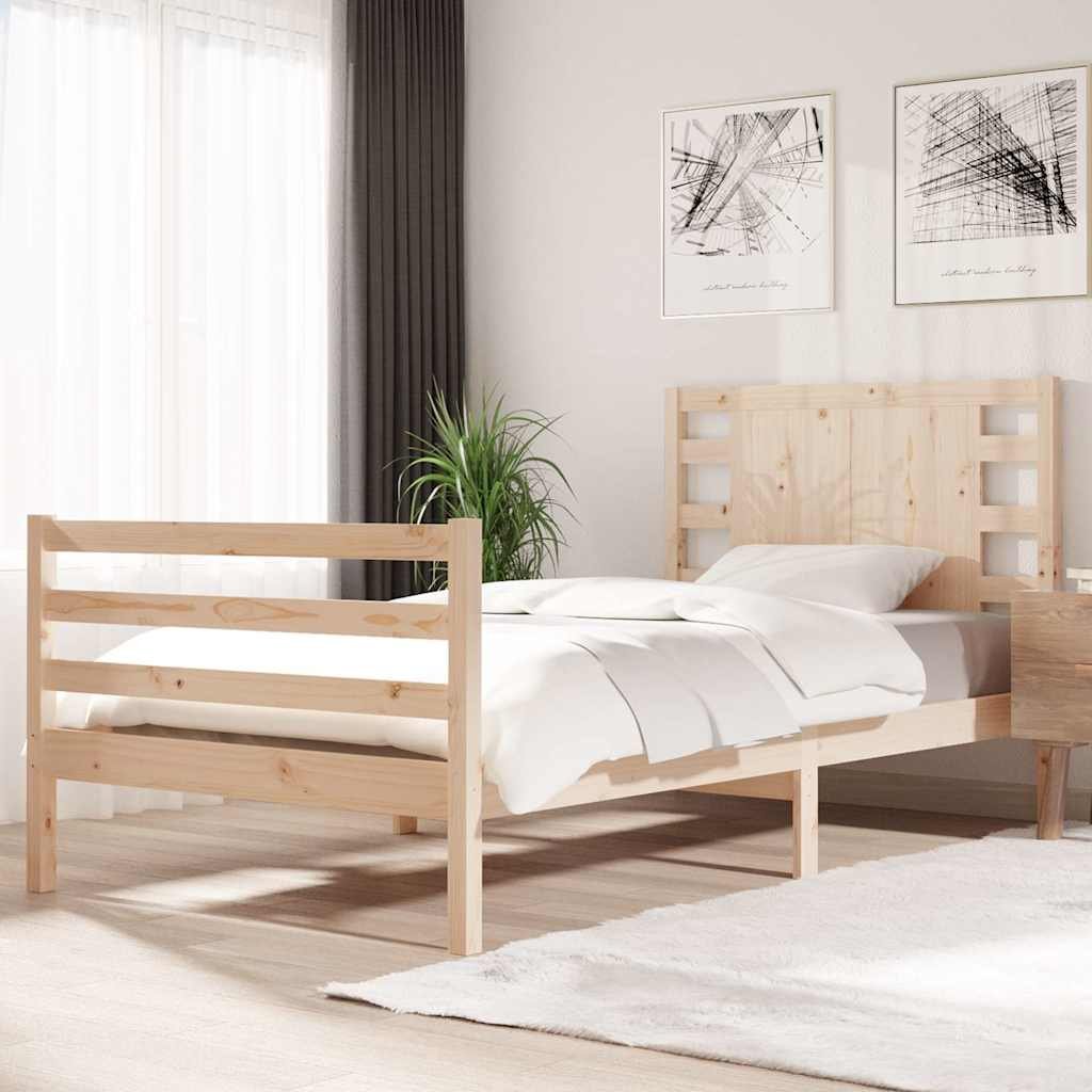 vidaXL Sängynrunko ilman patjaa 90x200 cm täysi mänty
