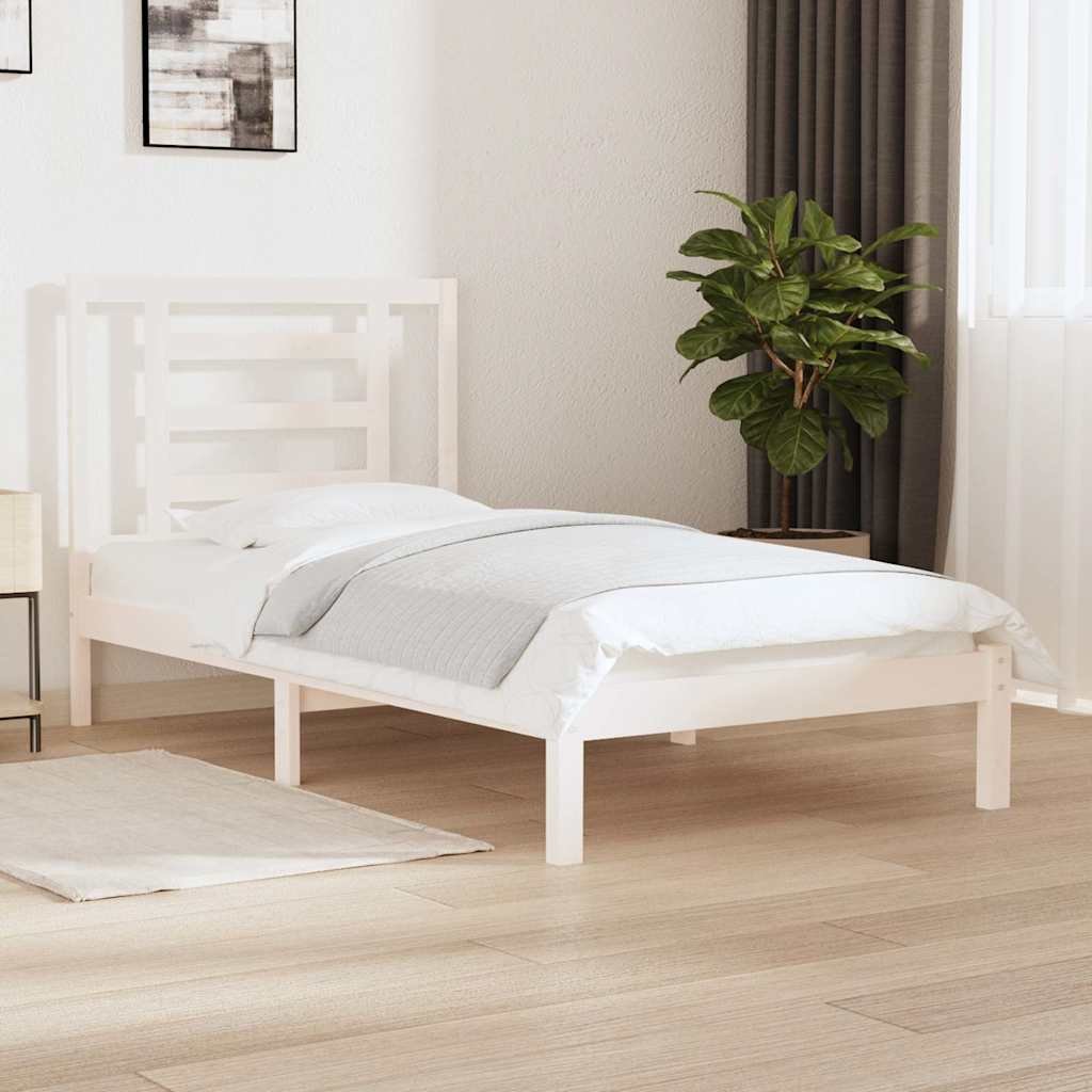 vidaXL Sängynrunko ilman patjaa valkoinen 90x190 cm täysi mänty