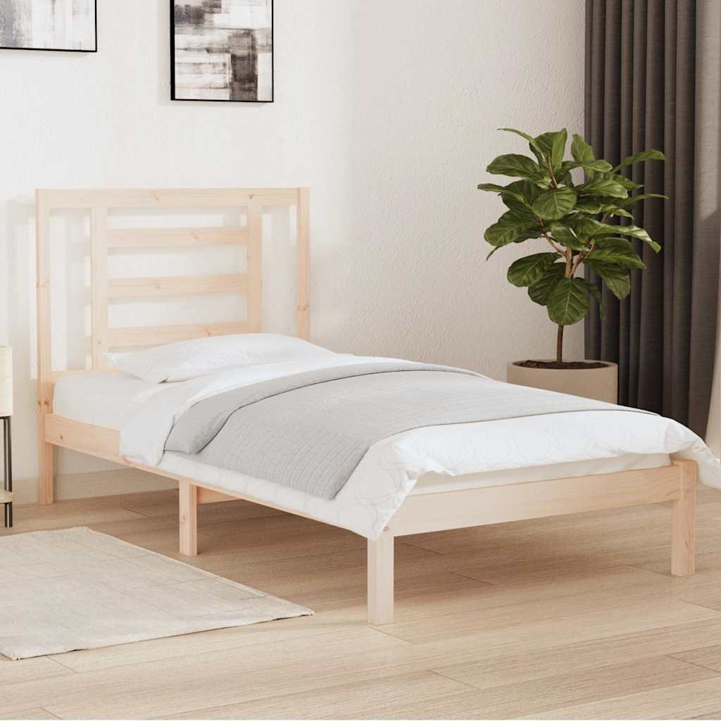 vidaXL Sängynrunko ilman patjaa 90x200 cm täysi mänty