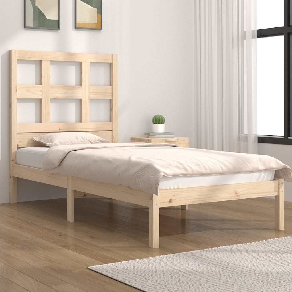 vidaXL Sängynrunko ilman patjaa 90x200 cm täysi mänty
