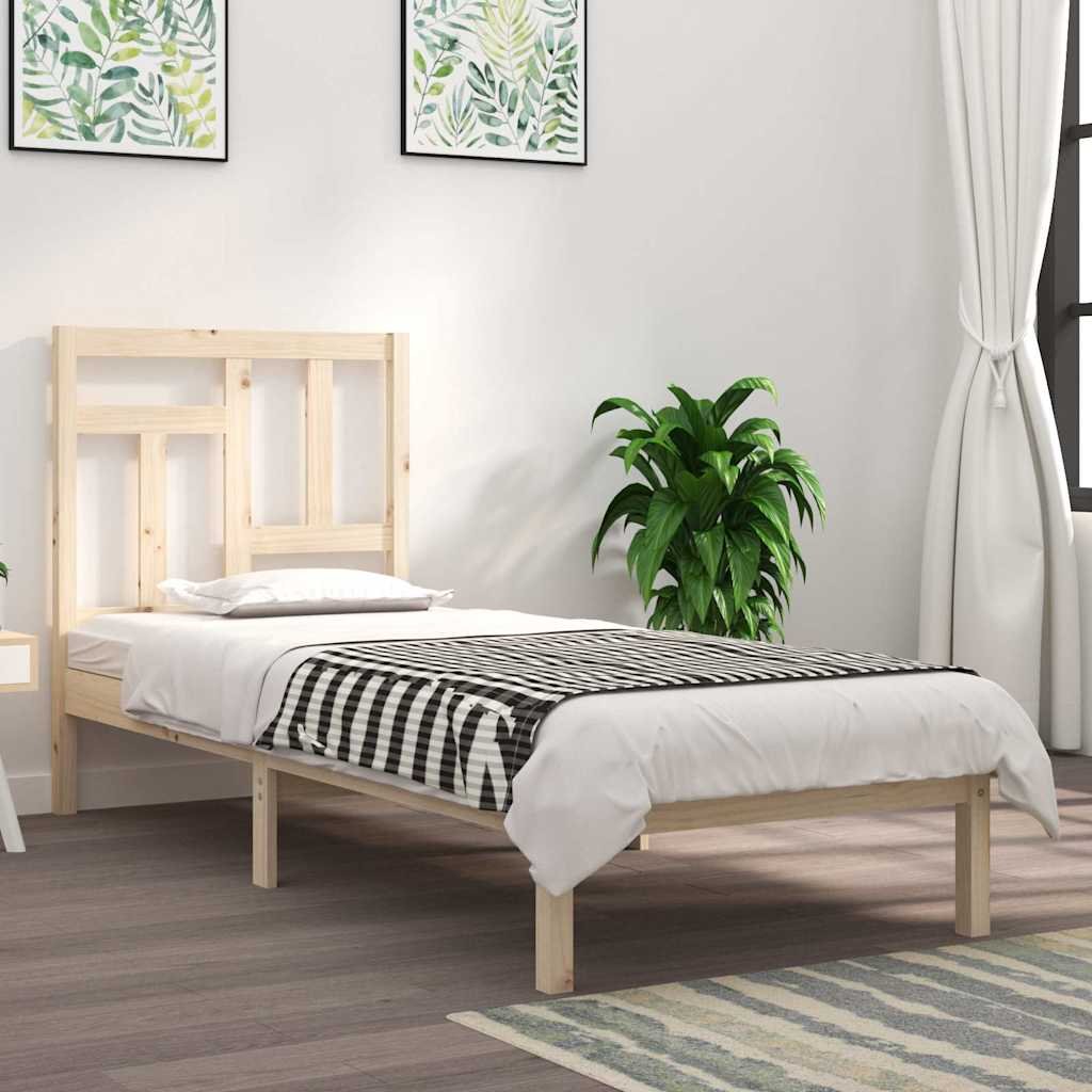 vidaXL Sängynrunko ilman patjaa 90x200 cm täysi mänty