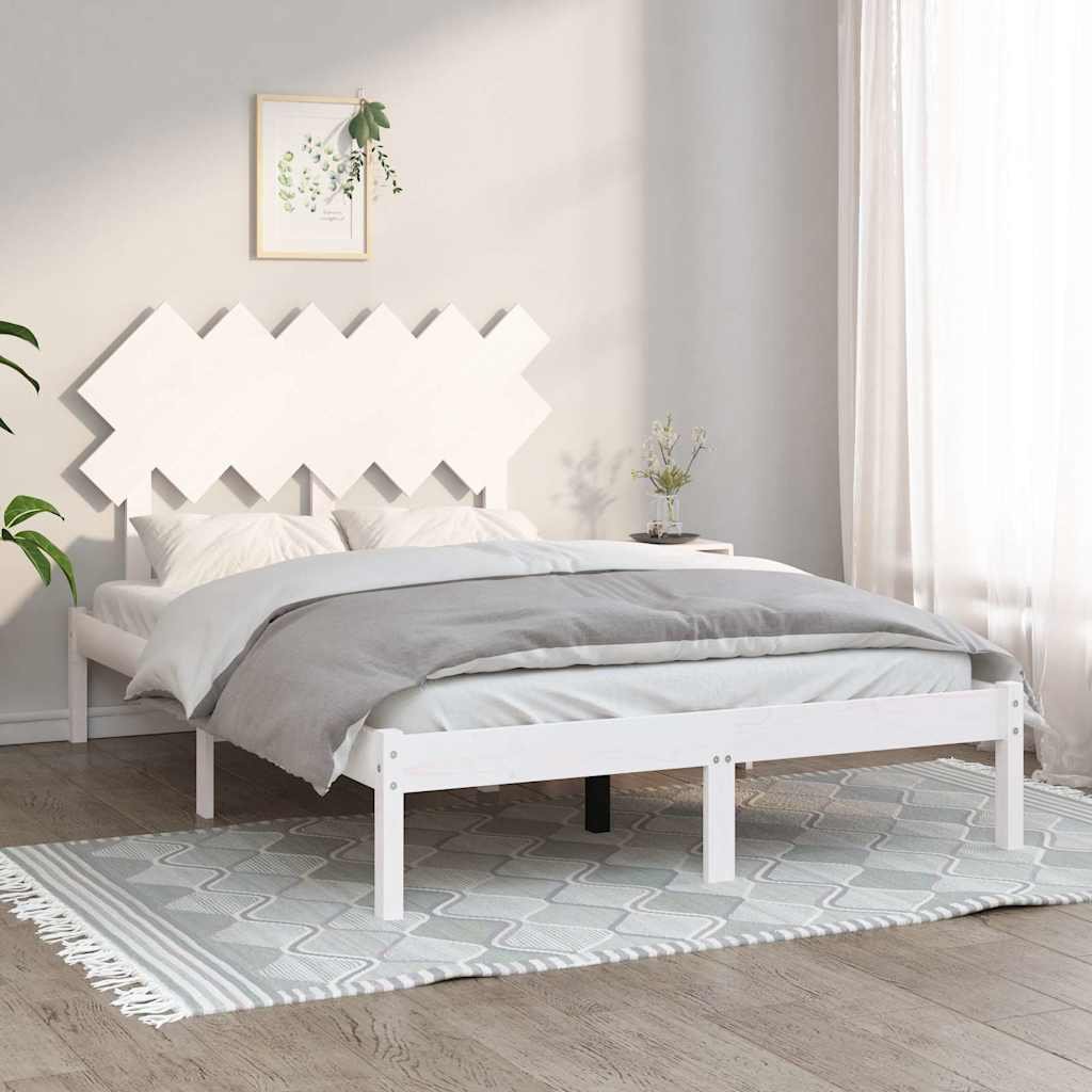 vidaXL Sängynrunko valkoinen 135x190 cm Double täysi puu