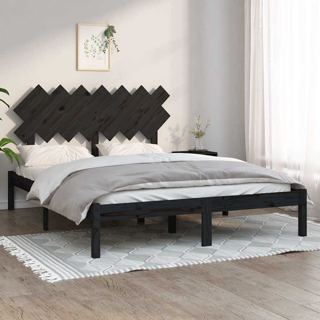 vidaXL Sängynrunko musta 140x190 cm täysi puu