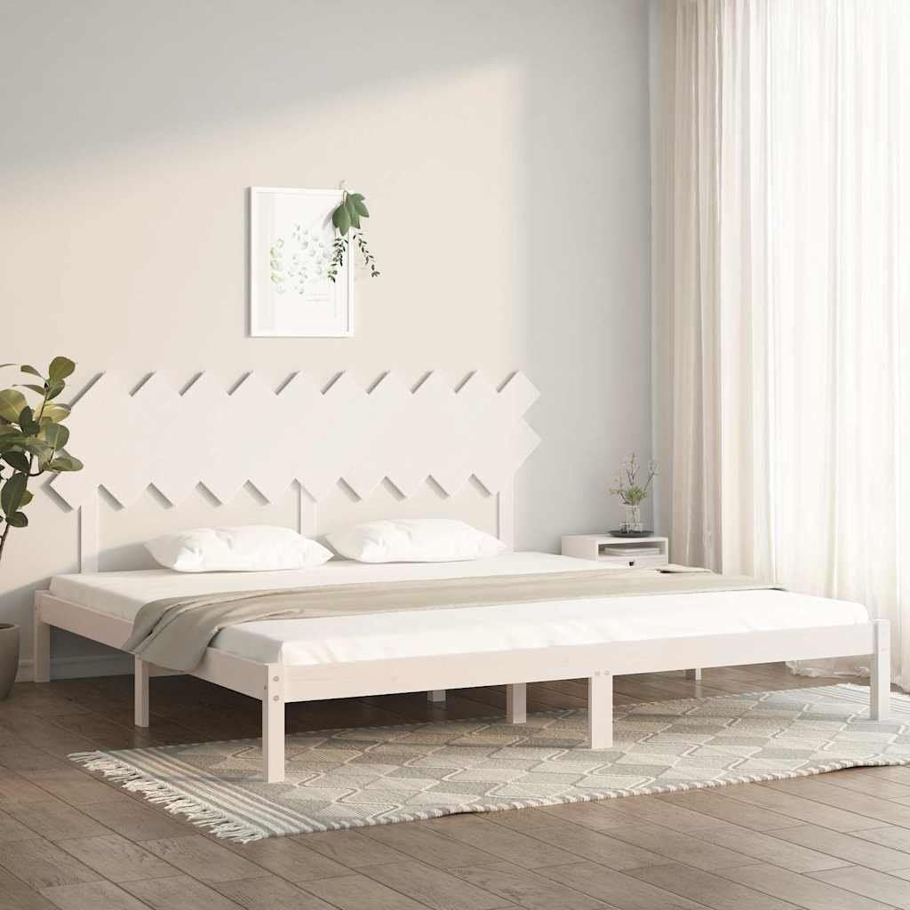 vidaXL Sängynrunko valkoinen täysi puu 200x200 cm