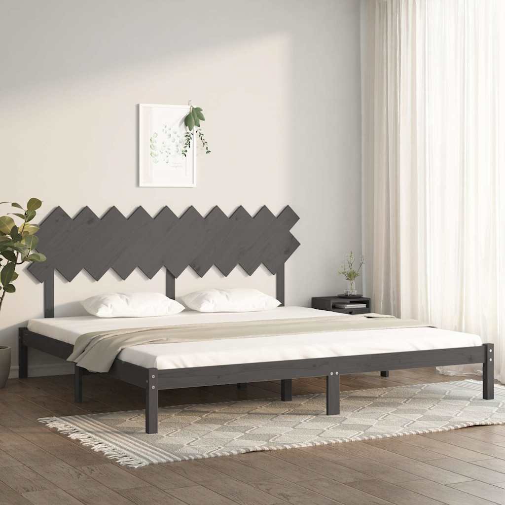 vidaXL Sängynrunko harmaa täysi mänty 200x200 cm