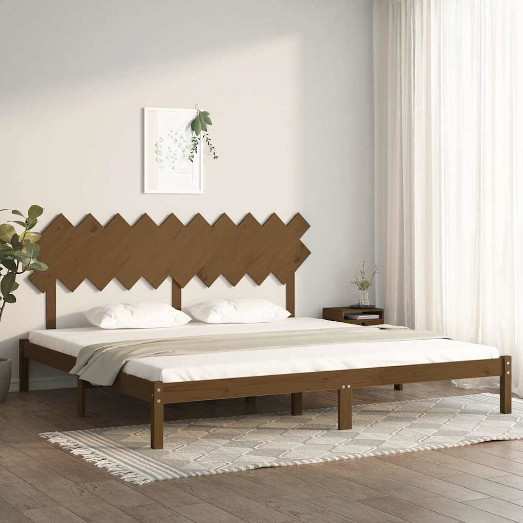 vidaXL Sängynrunko hunajanruskea täysi mänty 200x200 cm