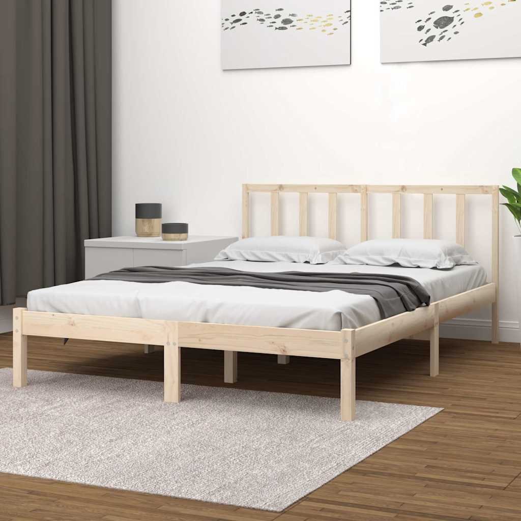 vidaXL Sängynrunko täysi mänty 135x190 cm Double