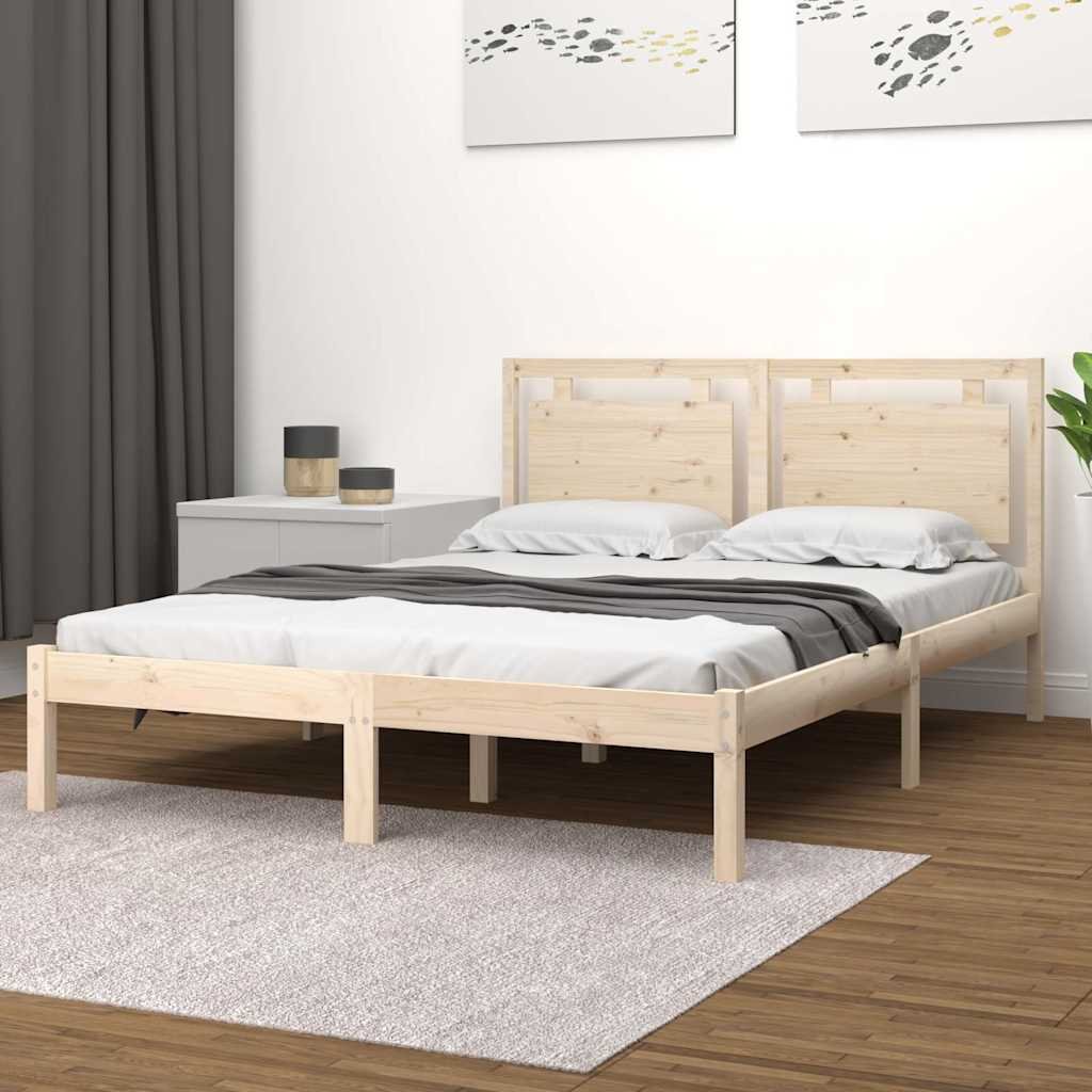 vidaXL Sängynrunko täysi mänty 150x200 cm King Size