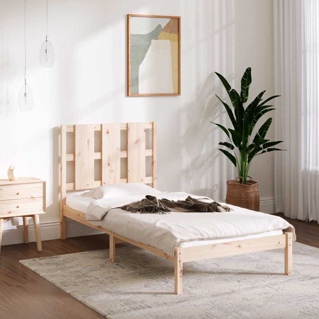 vidaXL Sängynrunko täysi puu 90x190 cm Single