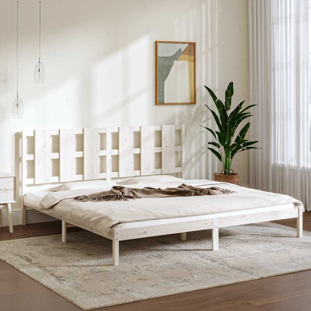 vidaXL Sängynrunko valkoinen täysi mänty 180x200 cm Super King