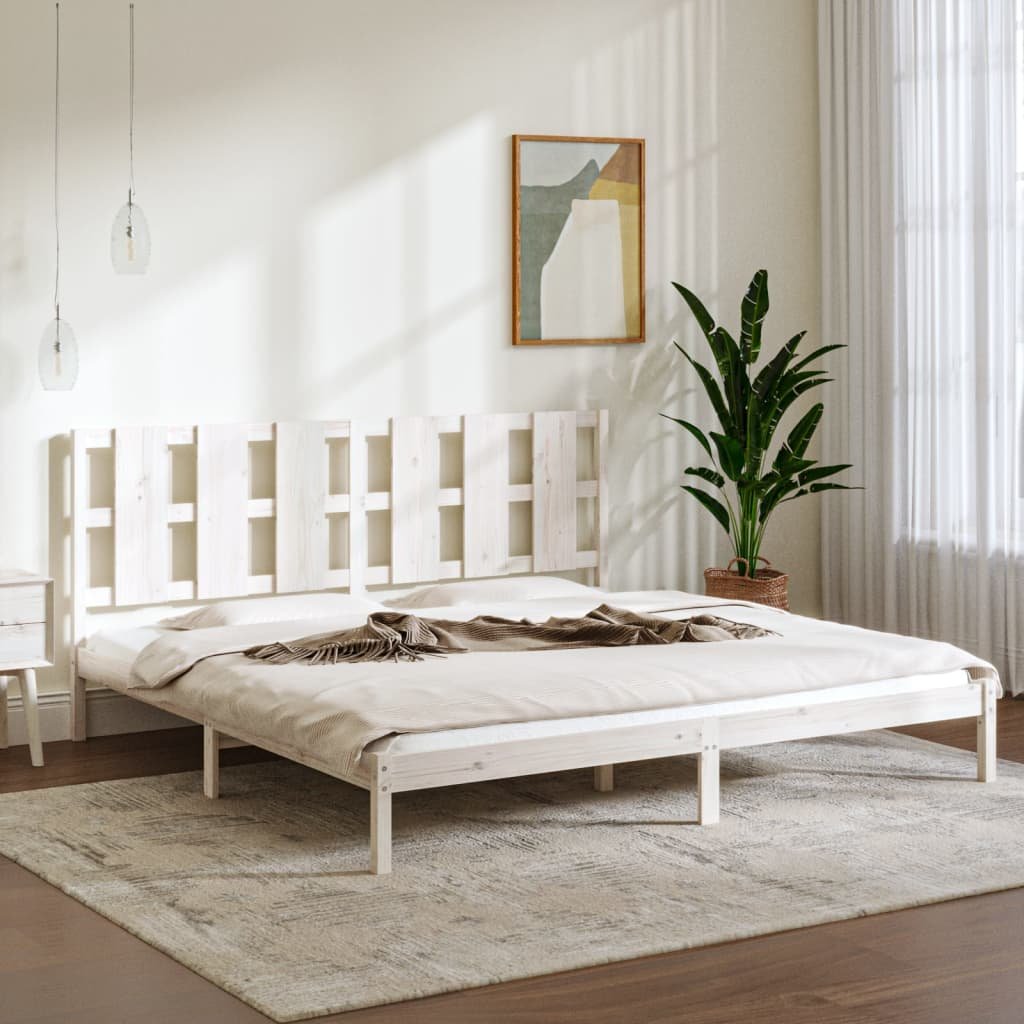 vidaXL Sängynrunko ilman patjaa valkoinen 200x200 cm täysi mänty