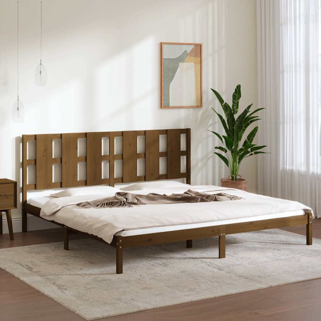 vidaXL Sängynrunko hunajanruskea täysi mänty 200x200 cm