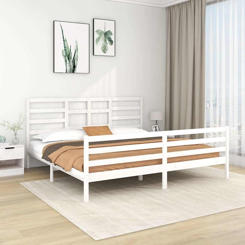 vidaXL Sängynrunko valkoinen täysi puu 200x200 cm