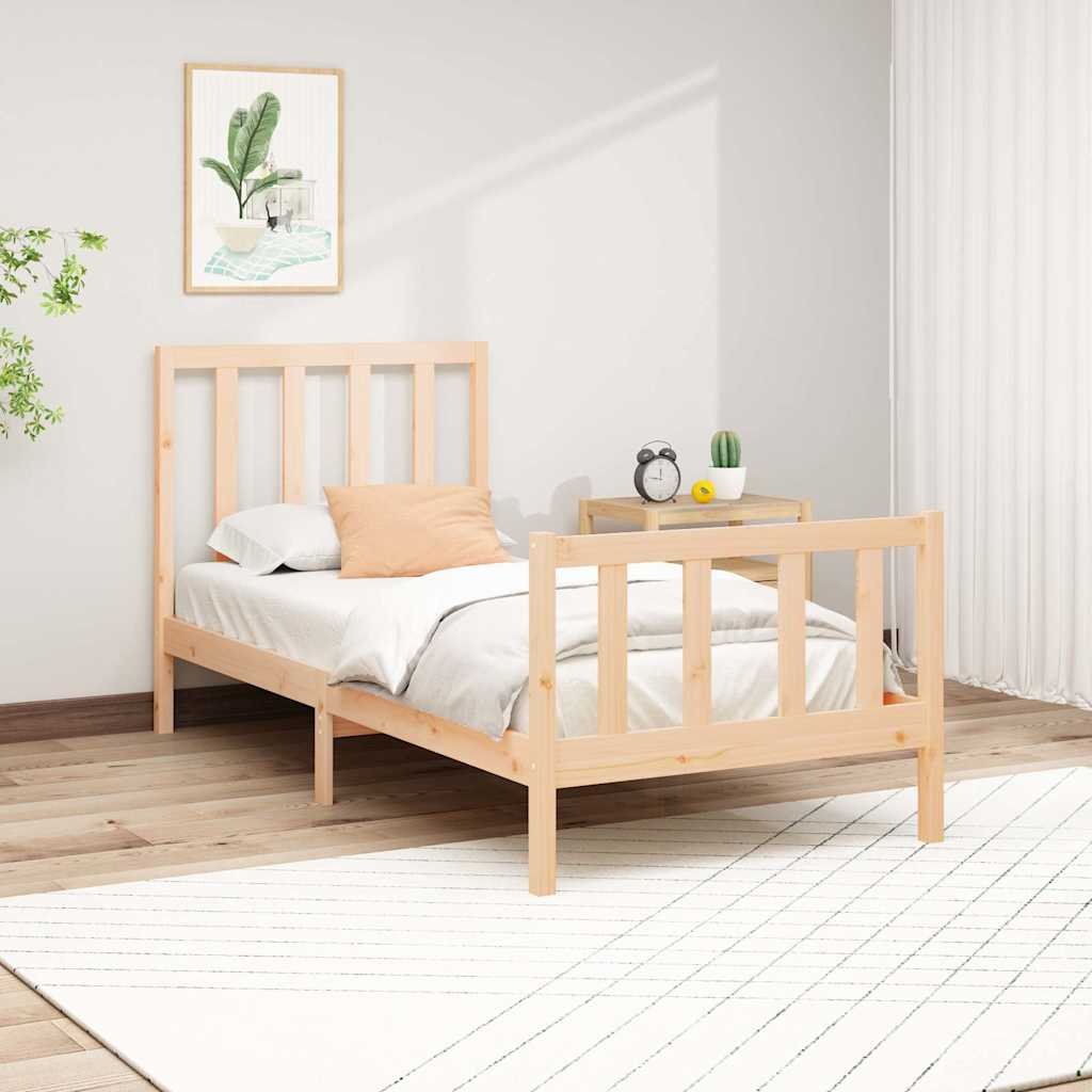 vidaXL Sängynrunko ilman patjaa 90x200 cm täysi mänty