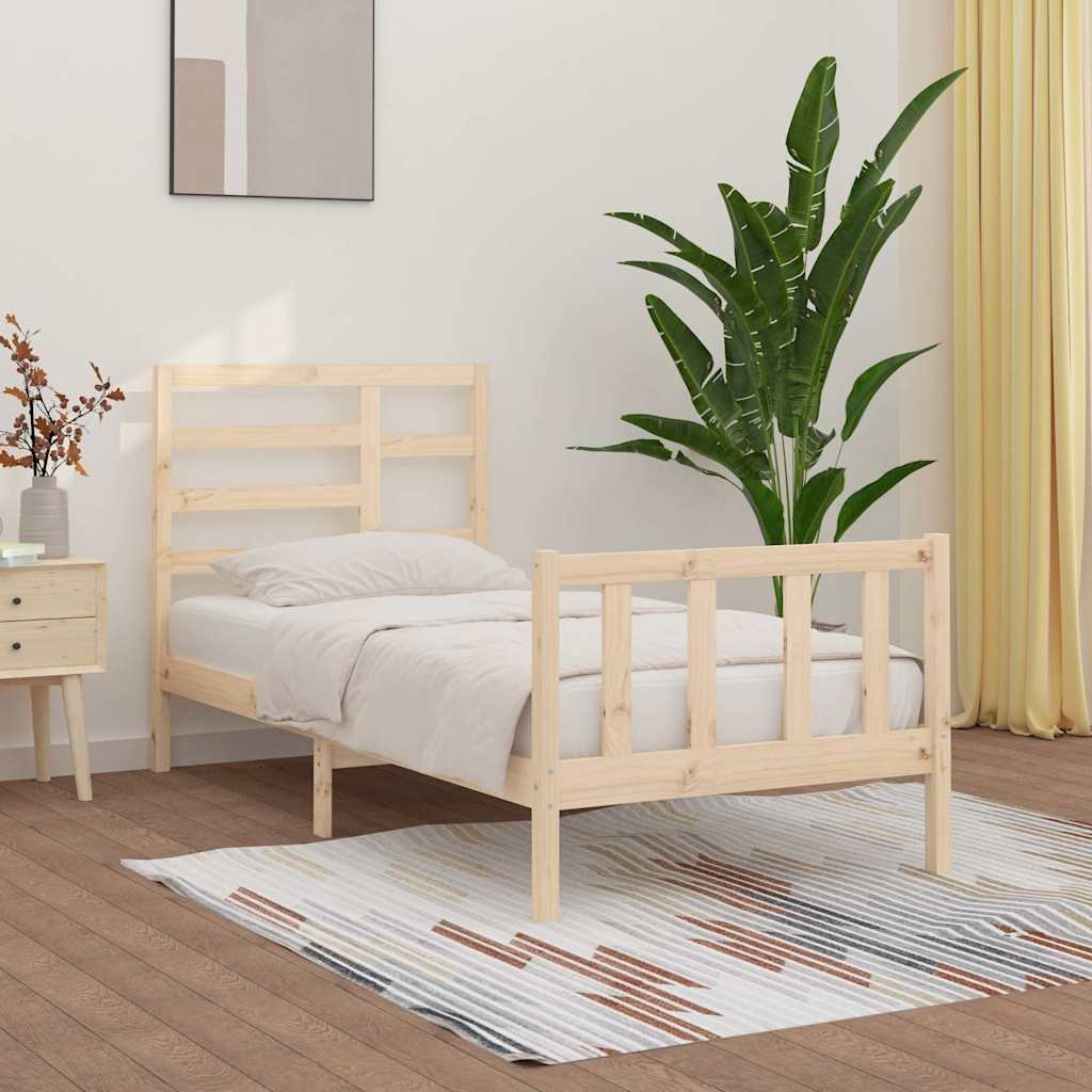 vidaXL Sängynrunko ilman patjaa 100x200 cm täysi mänty