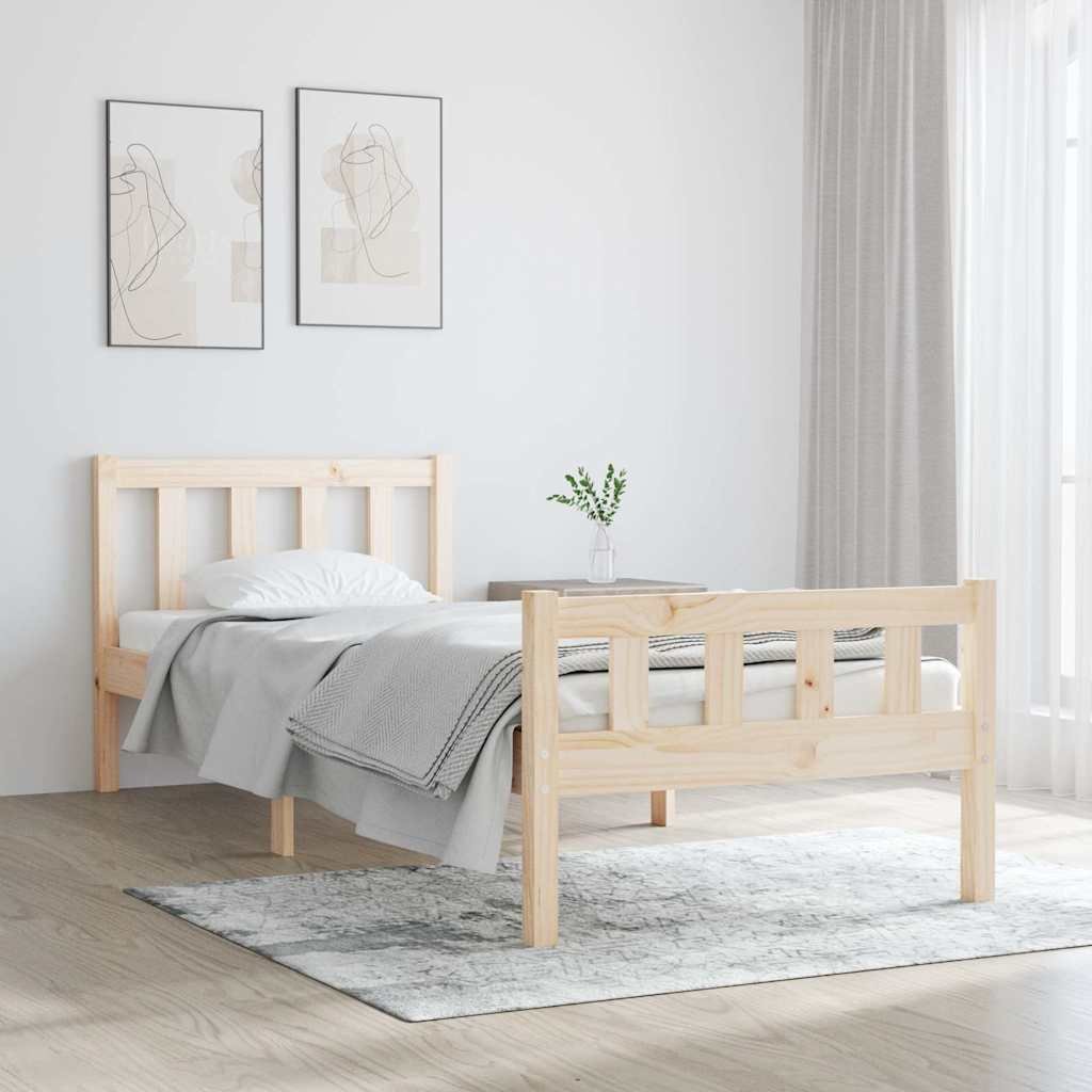 vidaXL Sängynrunko täysi puu 90x190 cm Single