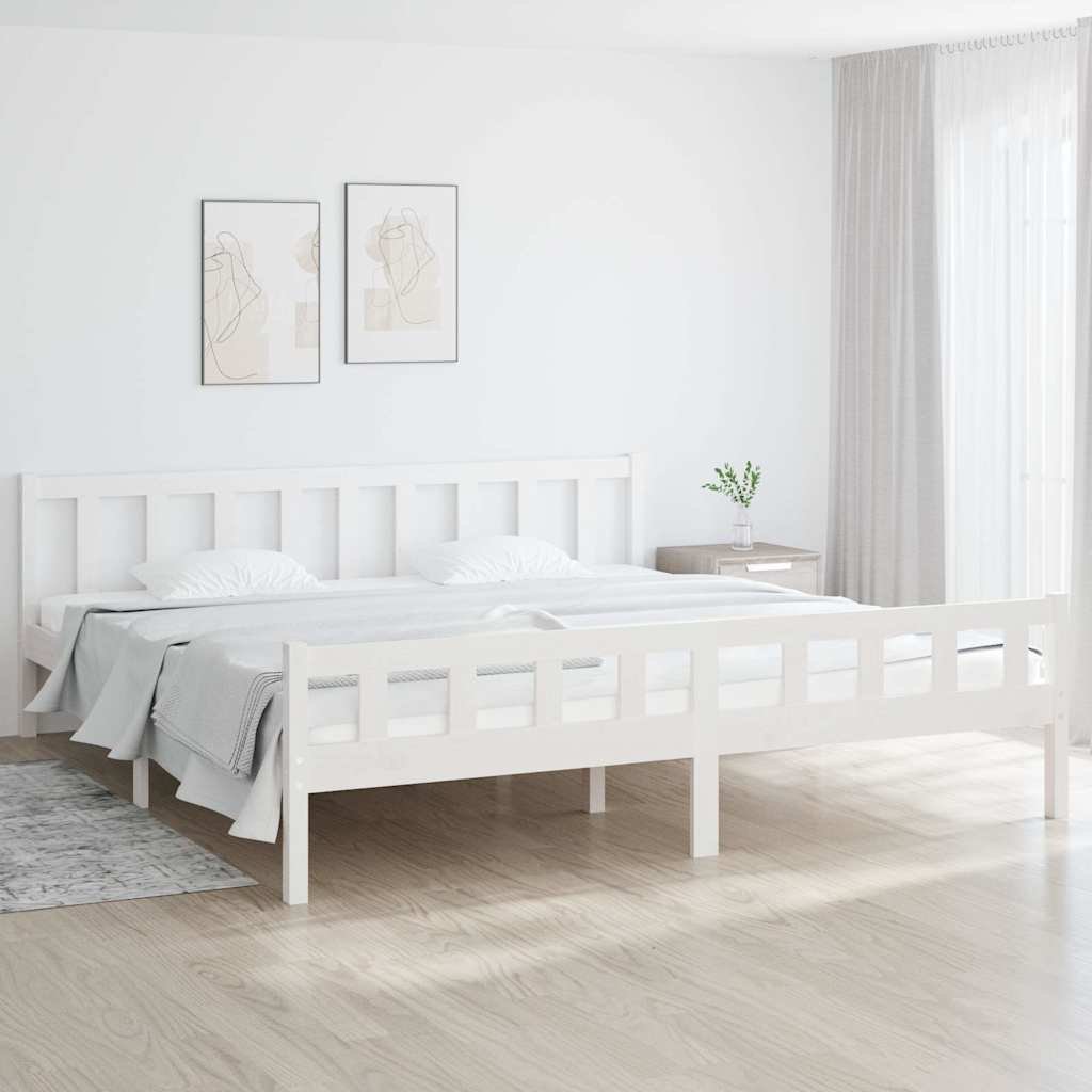 vidaXL Sängynrunko valkoinen täysi puu 160x200 cm