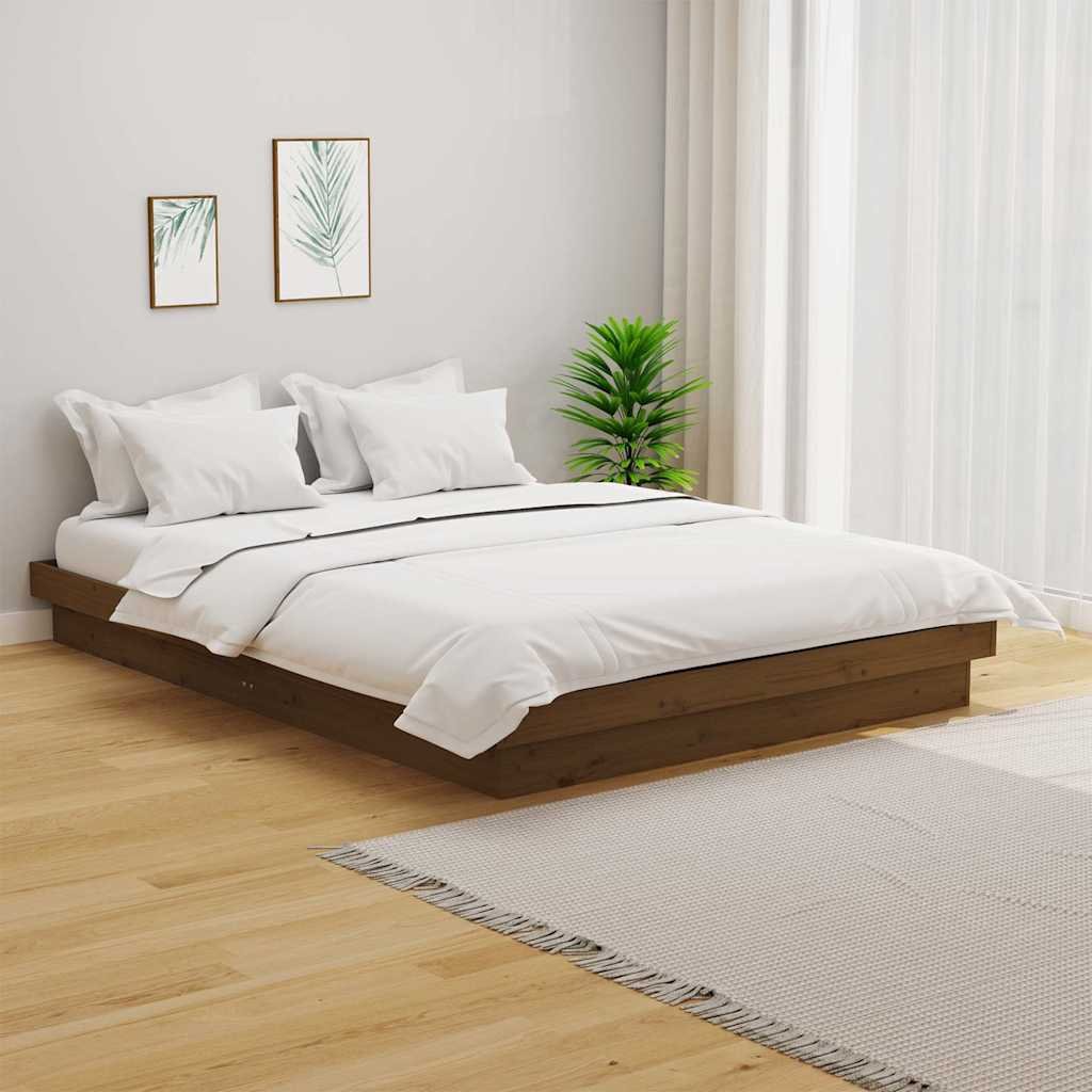 vidaXL Sängynrunko hunajanruskea täysi puu 120x190 cm Small Double