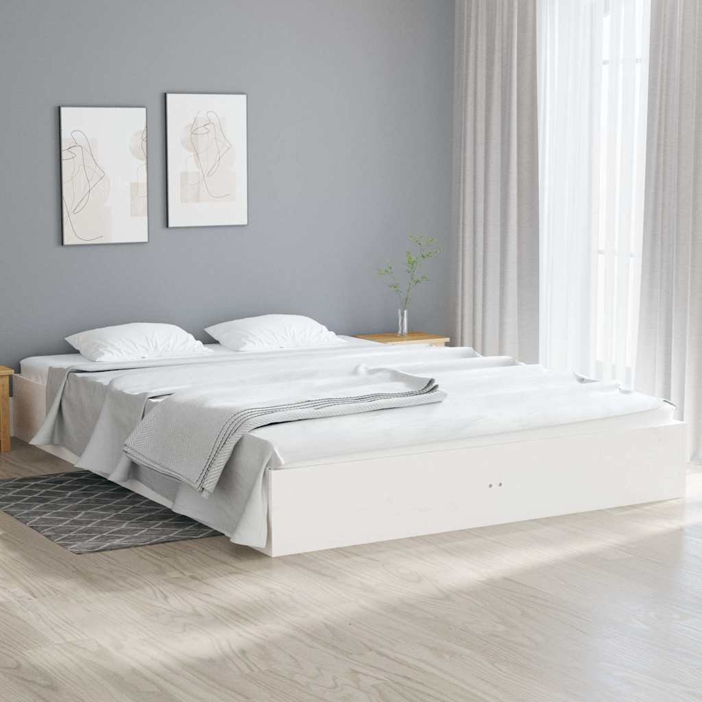 vidaXL Sängynrunko valkoinen täysi mänty 180x200 cm Super King