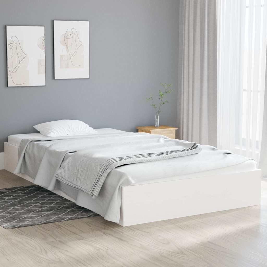 vidaXL Sängynrunko valkoinen täysi puu 90x200 cm