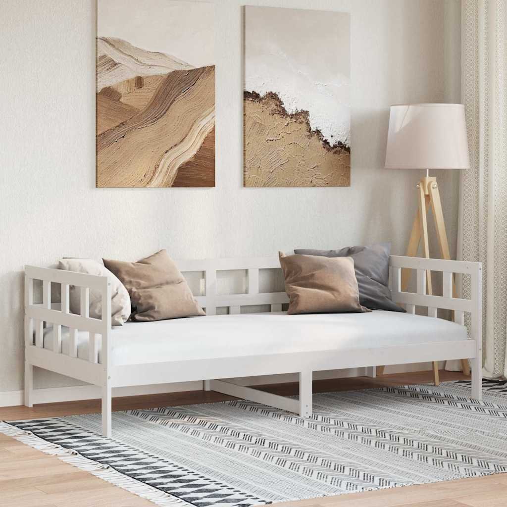 vidaXL Sohvasänky valkoinen täysi mänty 90x200 cm