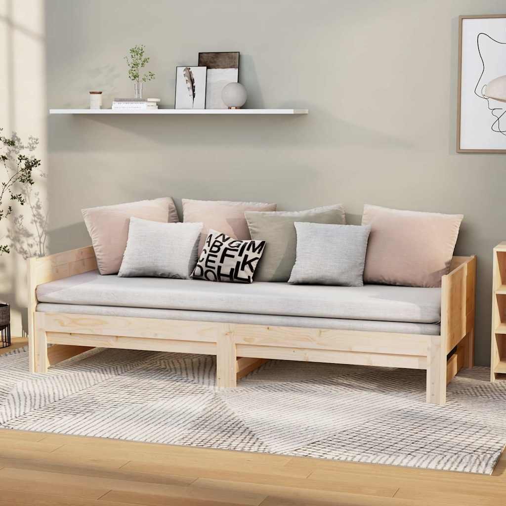 vidaXL Sohvasänky ulosvedettävä täysi mänty 2x (90x190) cm