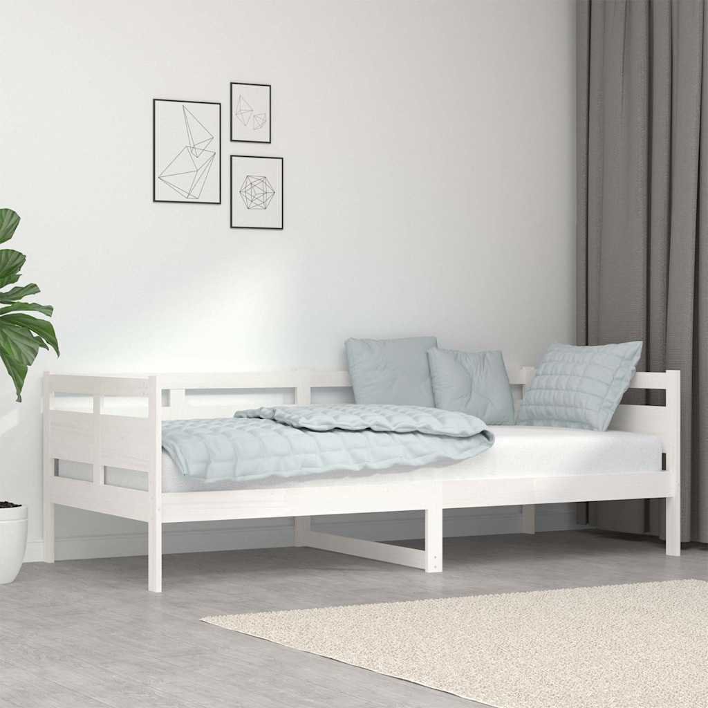 vidaXL Sohvasänky valkoinen täysi mänty 90x200 cm