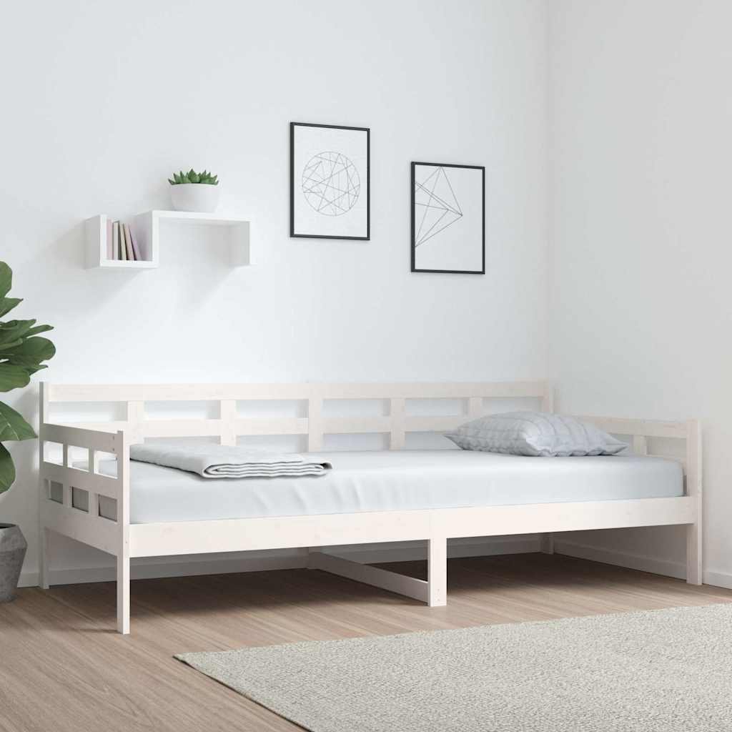 vidaXL Sohvasänky valkoinen täysi mänty 90x200 cm