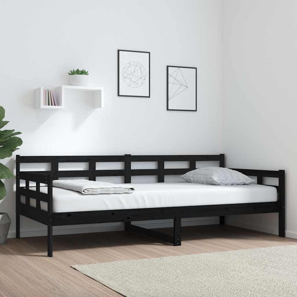vidaXL Sohvasänky musta täysi mänty 90x200 cm