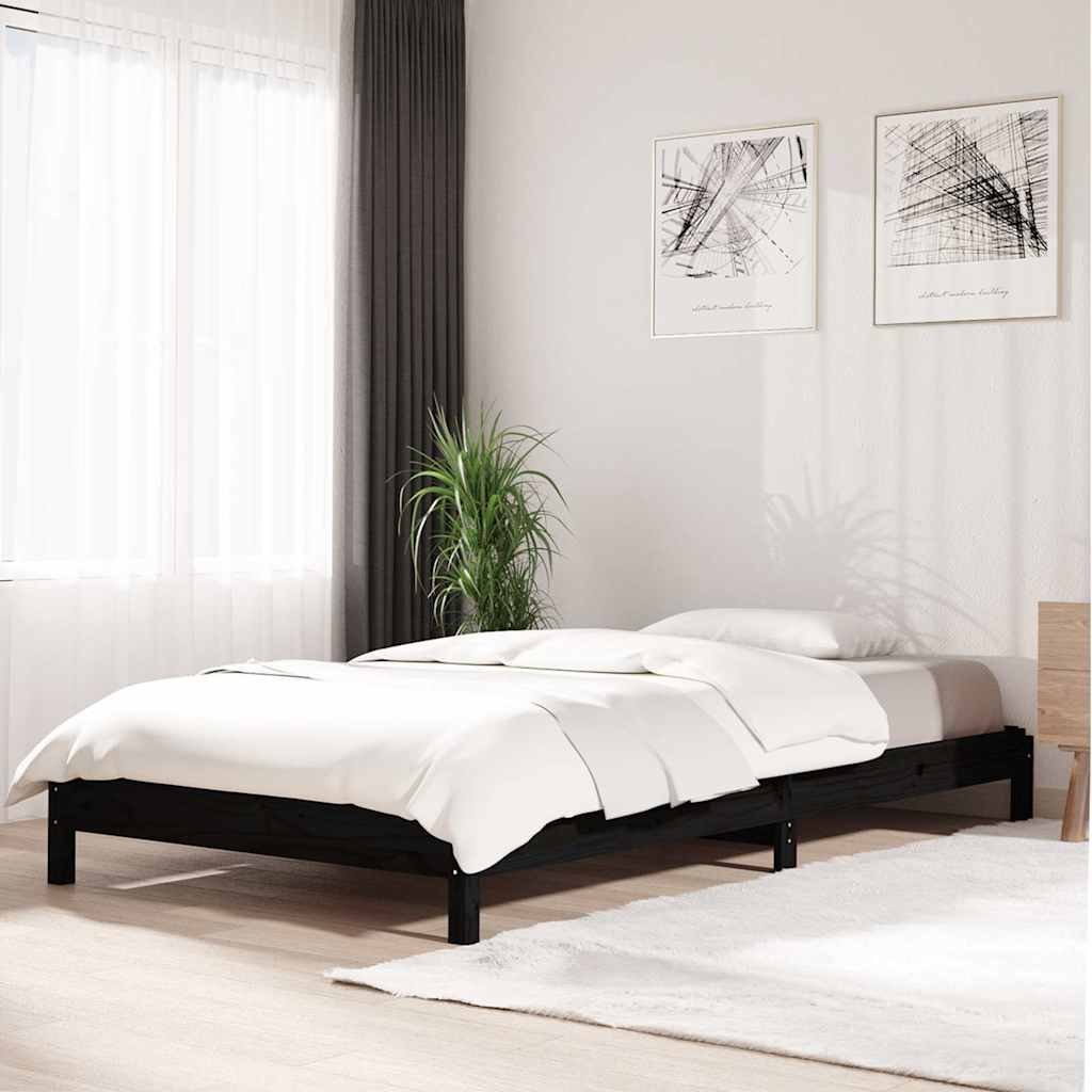 vidaXL Pinottava sänky musta 80x200 cm täysi mänty