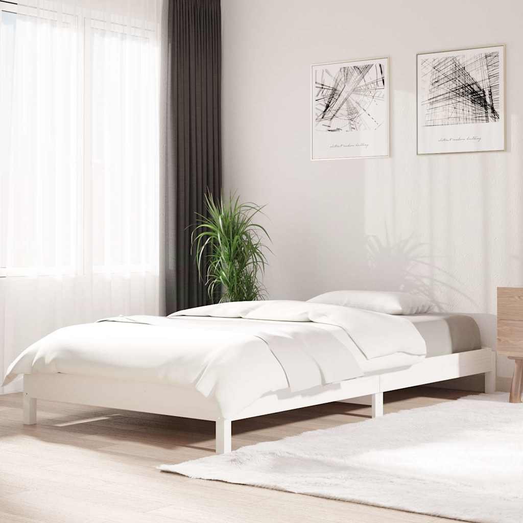 vidaXL Pinottava sänky valkoinen 90x190 cm täysi mänty