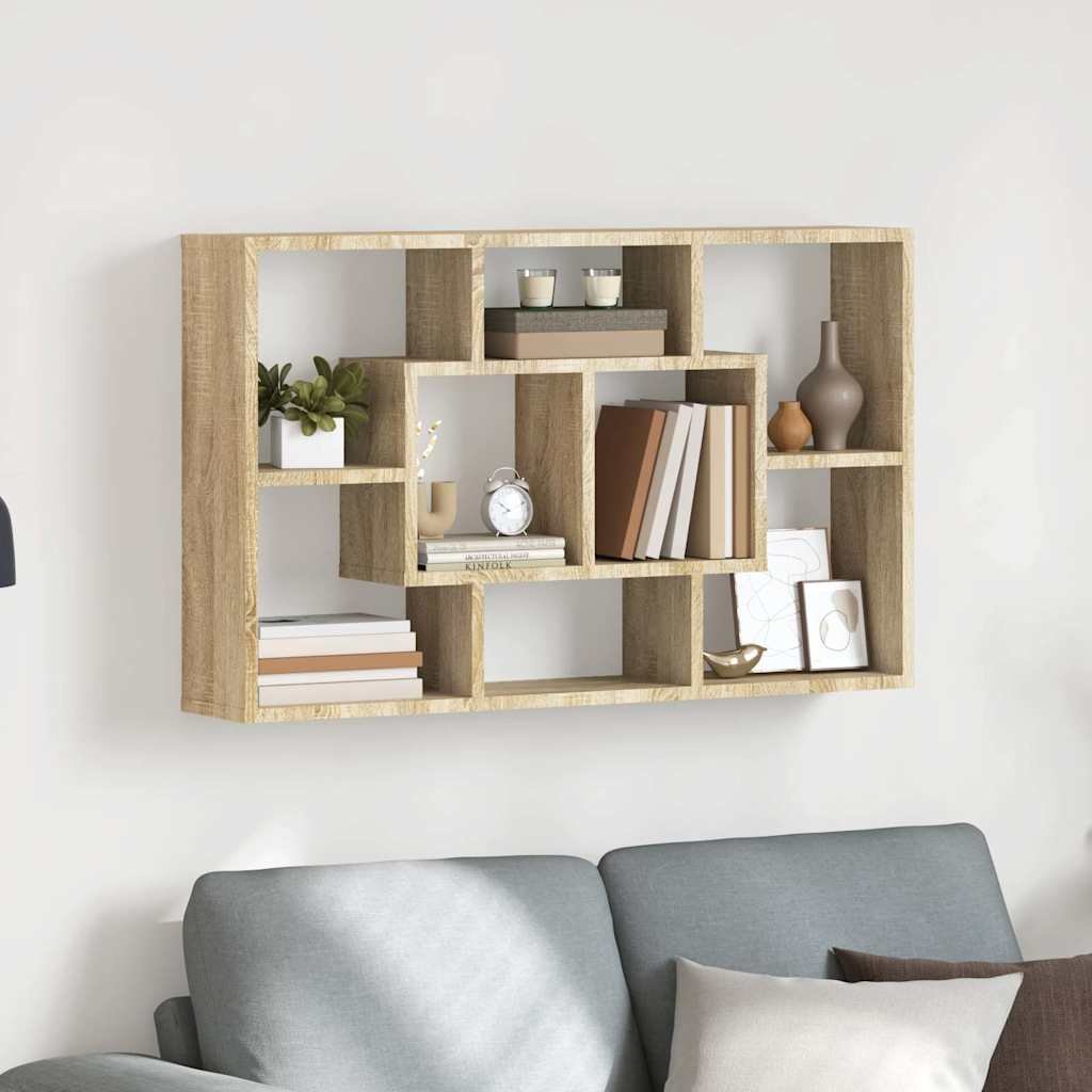 vidaXL Seinähylly Sonoma-tammi 36x16x90 cm tekninen puu