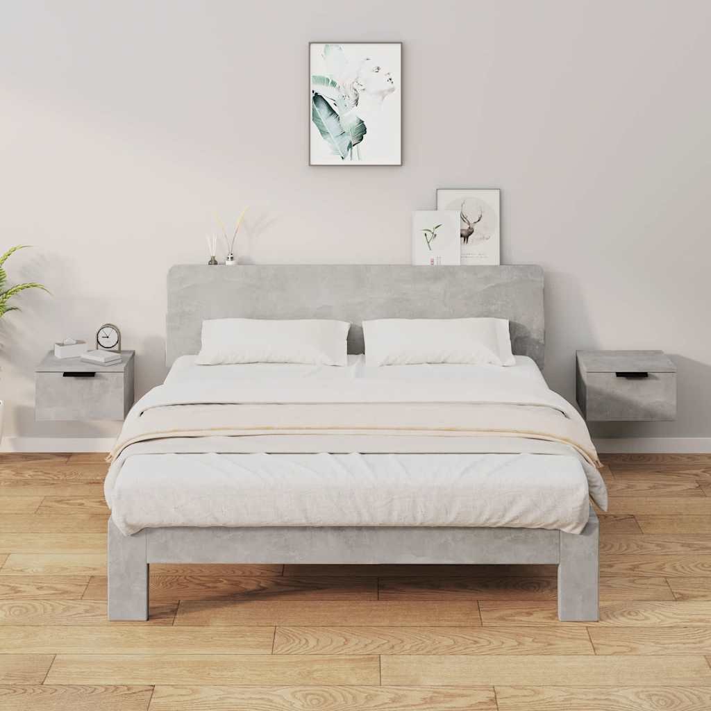 vidaXL Seinäkiinnitettävät yöpöydät 2 kpl betoninharmaa 34x30x20 cm