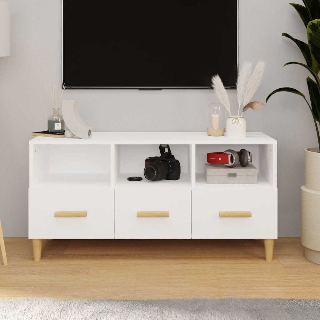 vidaXL TV-taso valkoinen 102x36x50 cm tekninen puu