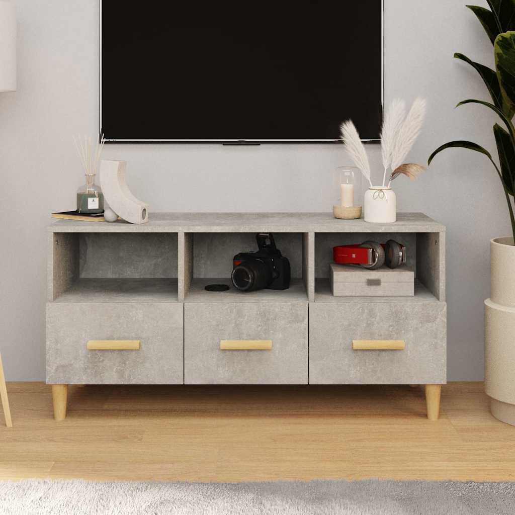 vidaXL TV-taso betoninharmaa 102x36x50 cm tekninen puu
