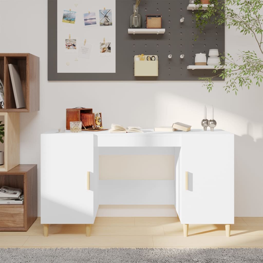 vidaXL Työpöytä valkoinen 140x50x75 cm tekninen puu