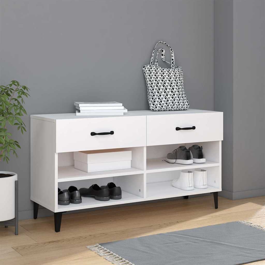 vidaXL Kenkäkaappi valkoinen 102x35x55 cm tekninen puu